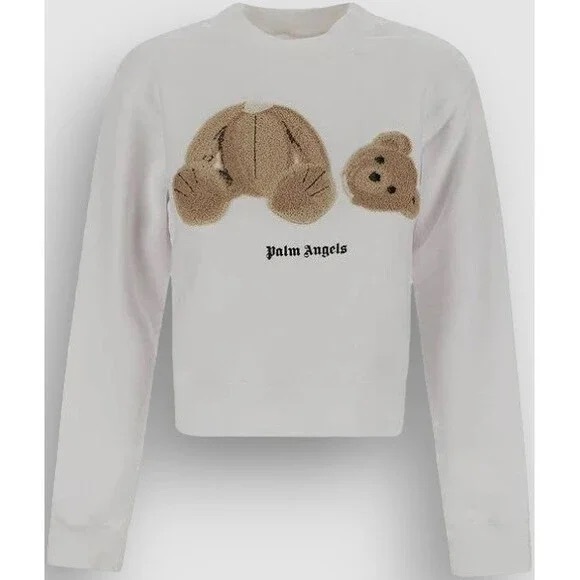 Meet the Posher Sweaters - Palm Angels Women's White Bear Fitted